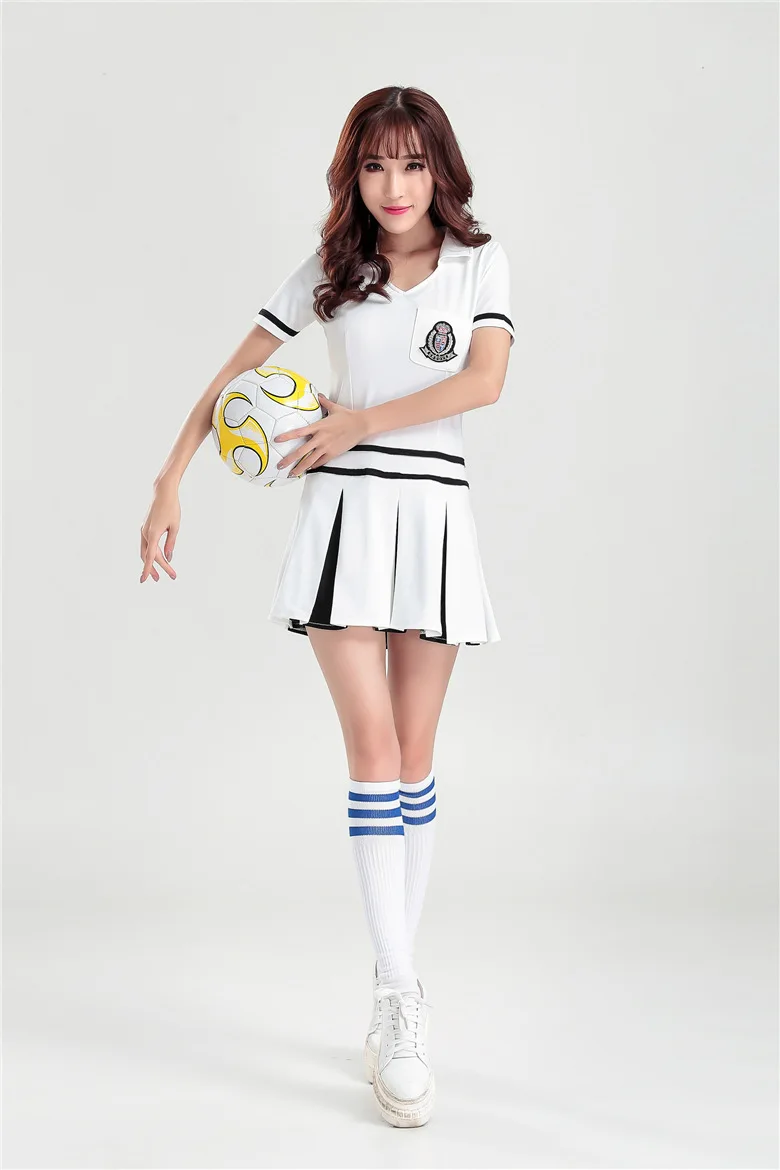 Белый цельный костюм Болельщицы Одежда Футбол Регби Баскетбол Cheer Team девушка