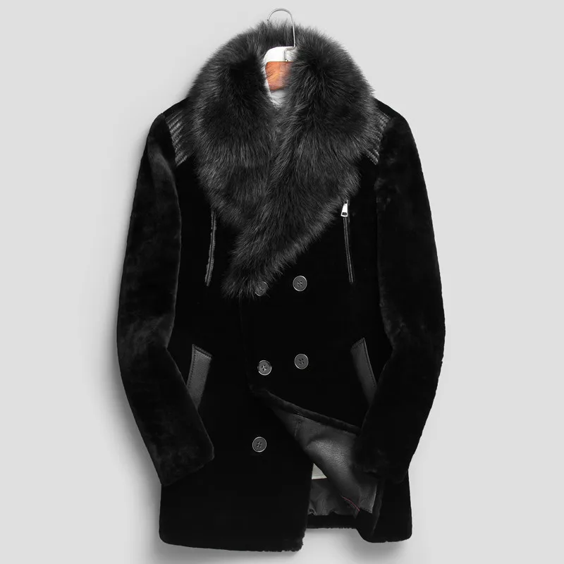 Пальто из натуральной овечьей шерсти зимняя куртка для мужчин пальто с