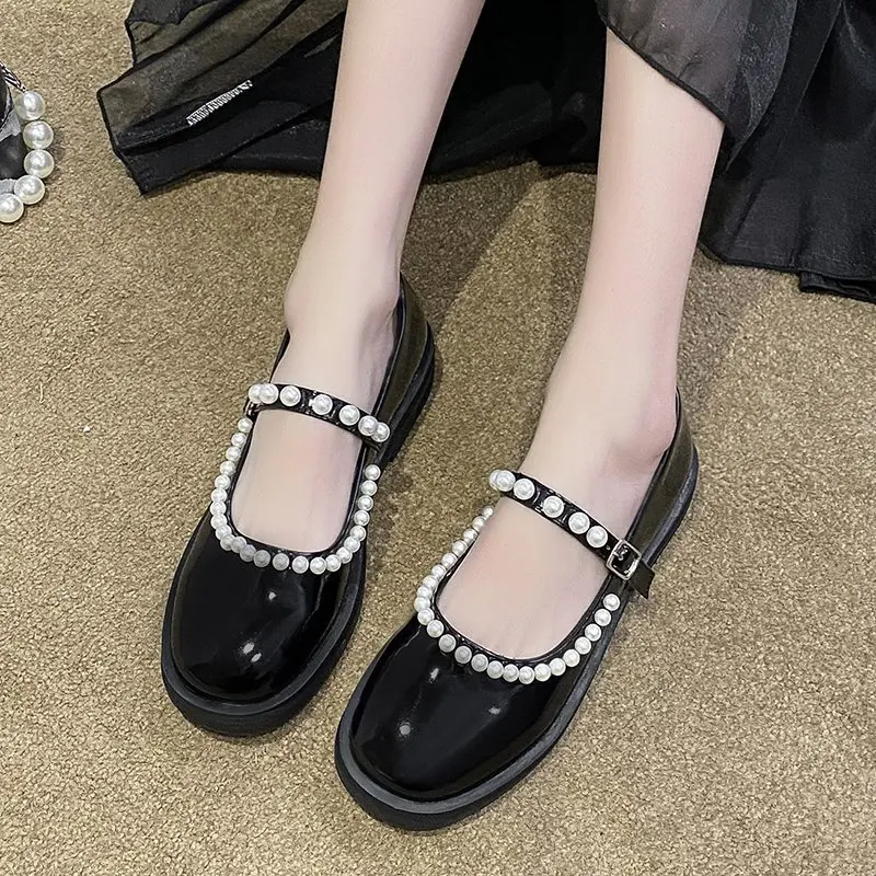 

Thick-soled small leather shoes women's shoes 2021 pearl Mary Jane single shoes INS tide loafers spring and autumn women's shoes
