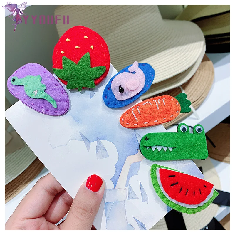 Веселые милые детские фетровые заколки для волос ананас арбуз клубника моркови