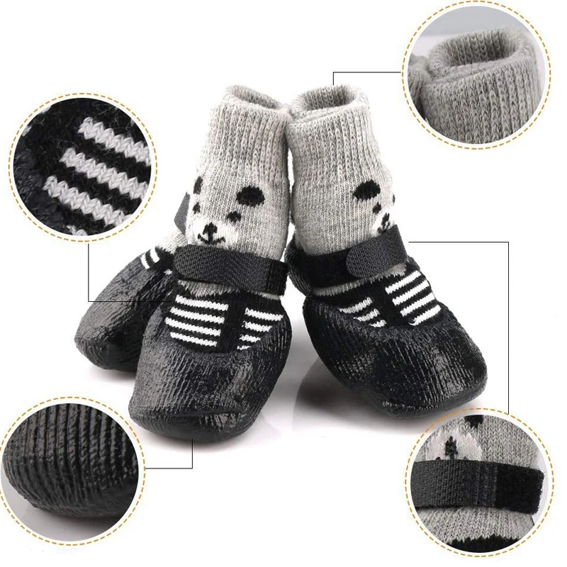 

4pcs/set Cotton Pet Dog Shoes Outdoor Indoor Waterproof Non-slip Rain Snow Boots Cat Socks For Puppy Large Small Dogs