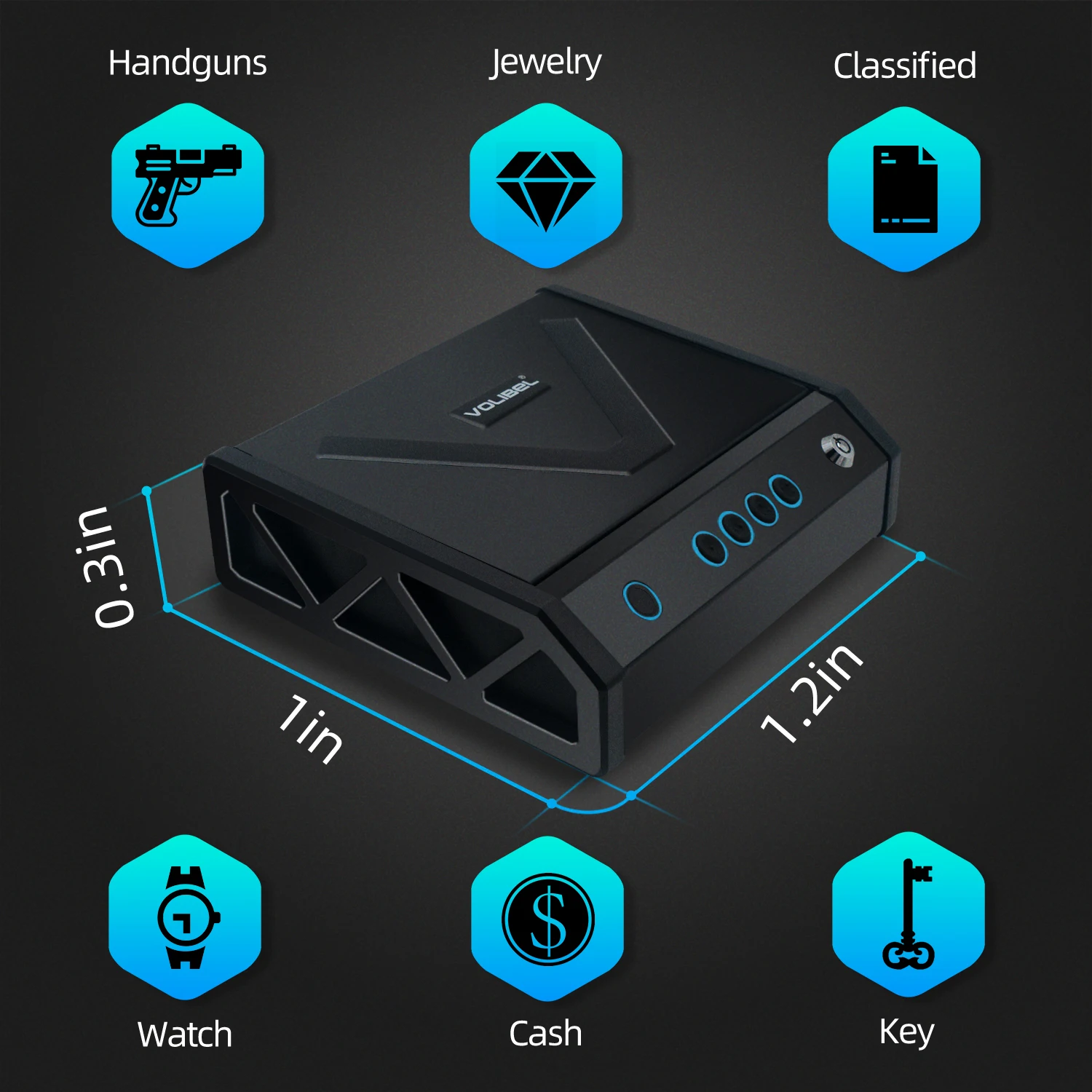 Маленький биометрический ручной пистолет огнестойкий настенный цифровой замок