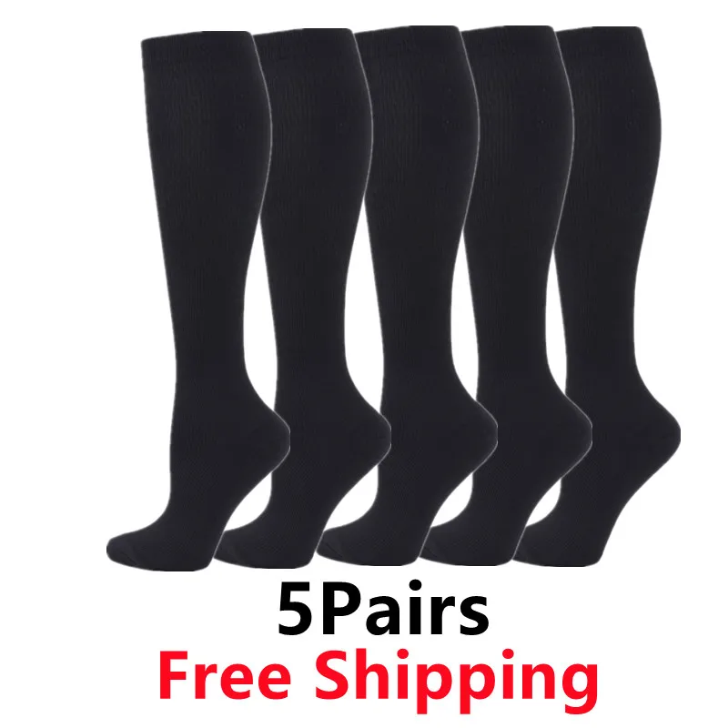 5 Pair/Pack Compression Socks Men Running Sport Socks Knee High 30mmHg Medical Edema Varicose Veins Women Compression Stocking