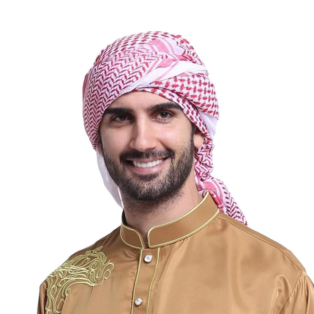 

Islamic Clothing Man Saudi Arabic Dubai Traditional Costumes Muslim Accessories Turban Praying Hat Plaid Head Scarf