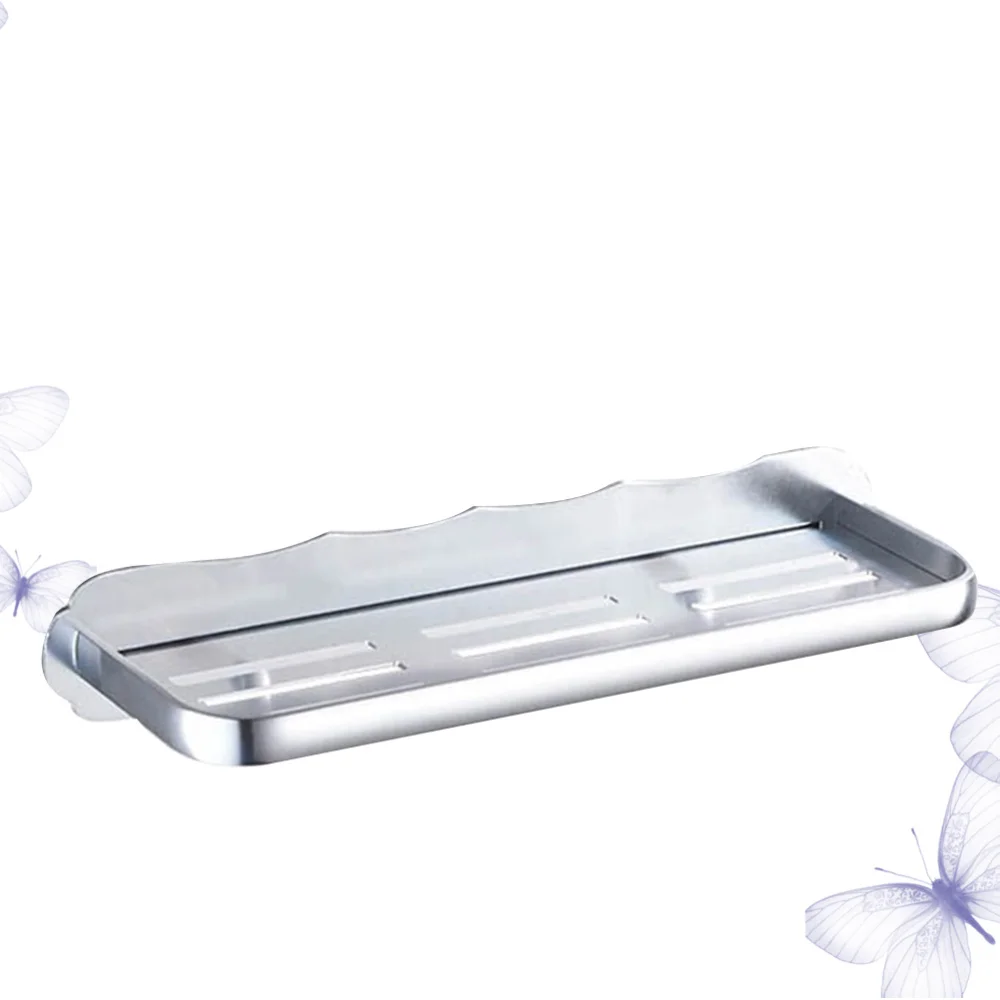 

Punch Free Storage Stand Single Layer Soap Shampoo Cosmetic Shelf Holder Organizer for Home Bathroom - Silver (30cm)