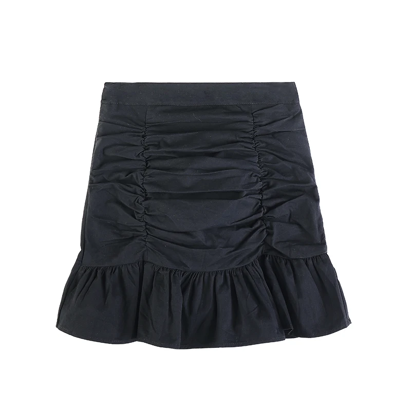 

pleated ruffles women skirts 2020 summer new high waist solid mini lady skirts fashion outwear top quality