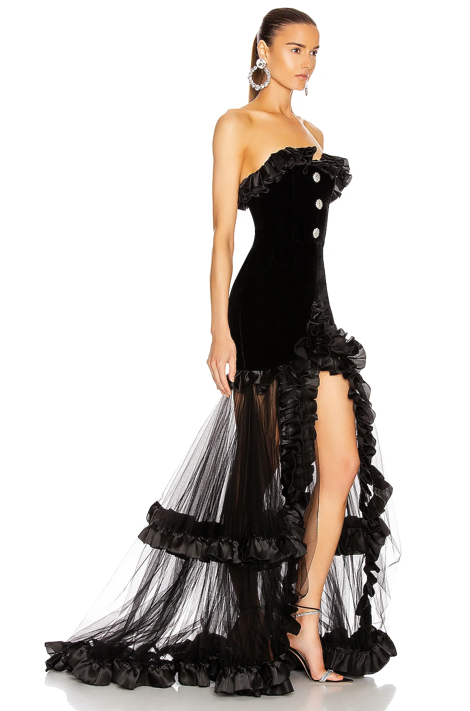 

2020 New Arrival women black lace strapless off shoulder Bodycon Celebrity Evening Party Floor - length wholesale