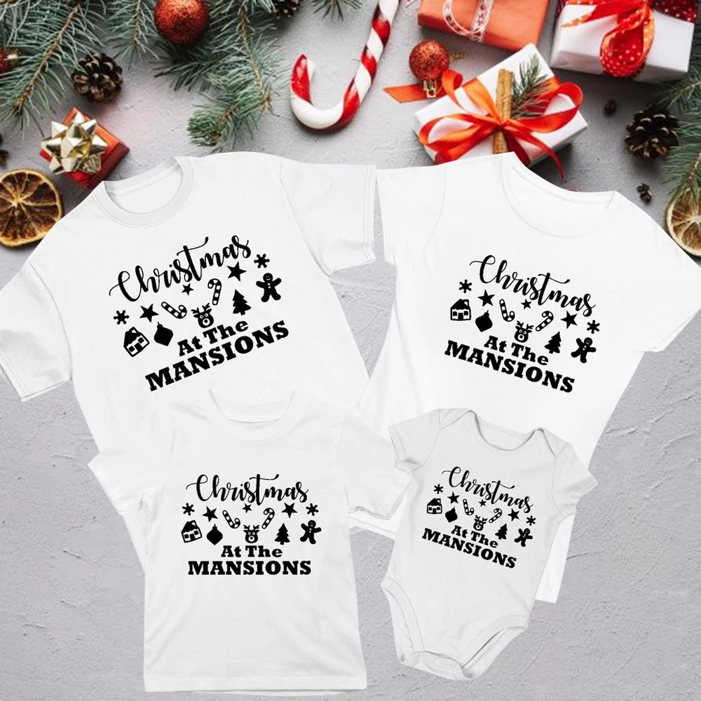 Рождественская семейная подходящая одежда для папы мамы детей футболки детские