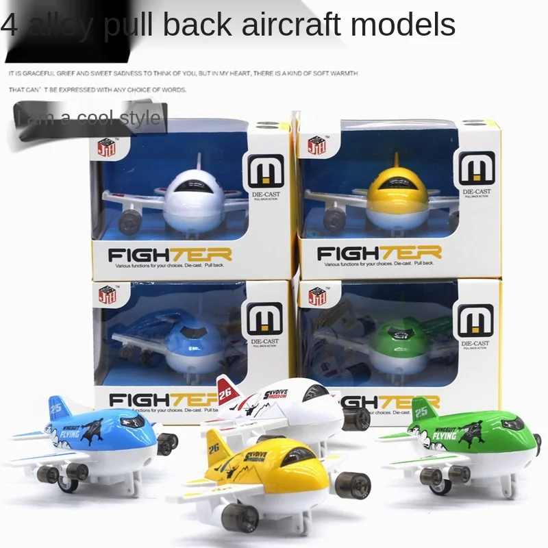 4 с мультяшным автомобилем для литья под давлением оттяжкой назад самолет модель