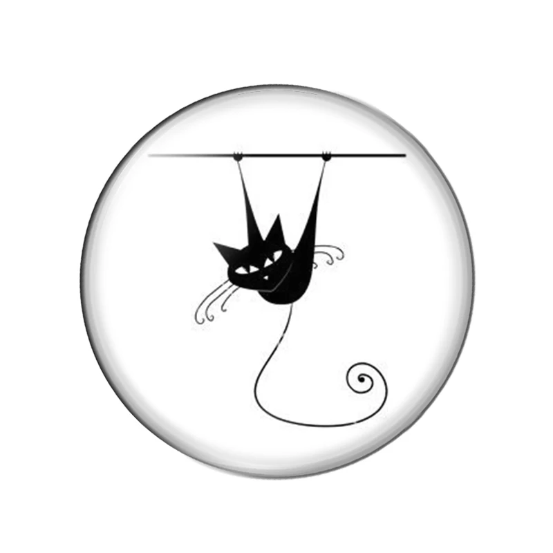 Стеклянный кабошон ZB0543 Круглый Кабошон для фото с милыми черными мультяшными