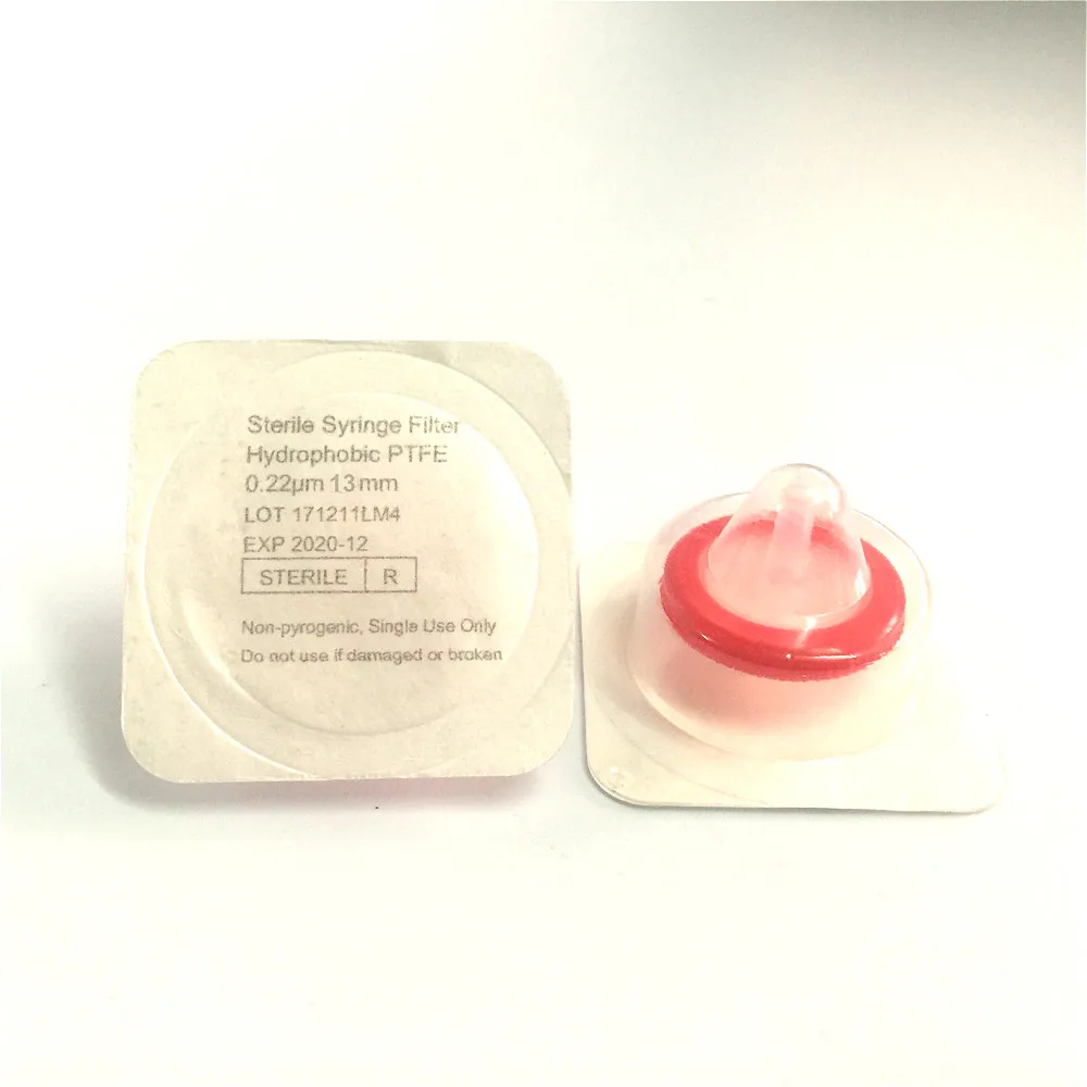 Стерильный шприцевой фильтр Гидрофобный ПТФЭ 13 мм 100 мкм изготовленный из