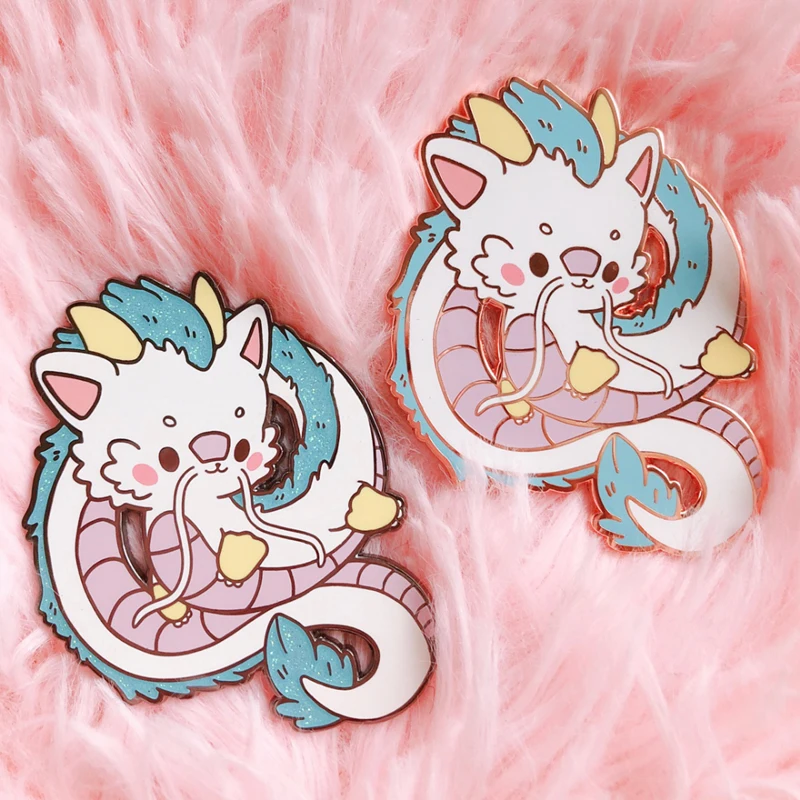 Kawaii Мультфильм Аниме Haku дракон Брошь заколки эмаль металлические значки лацкан