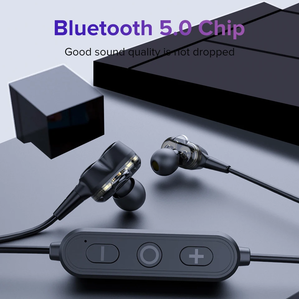 Беспроводные Bluetooth V5.0 наушники 6D шокирующие басы гарнитура с шейным ободом
