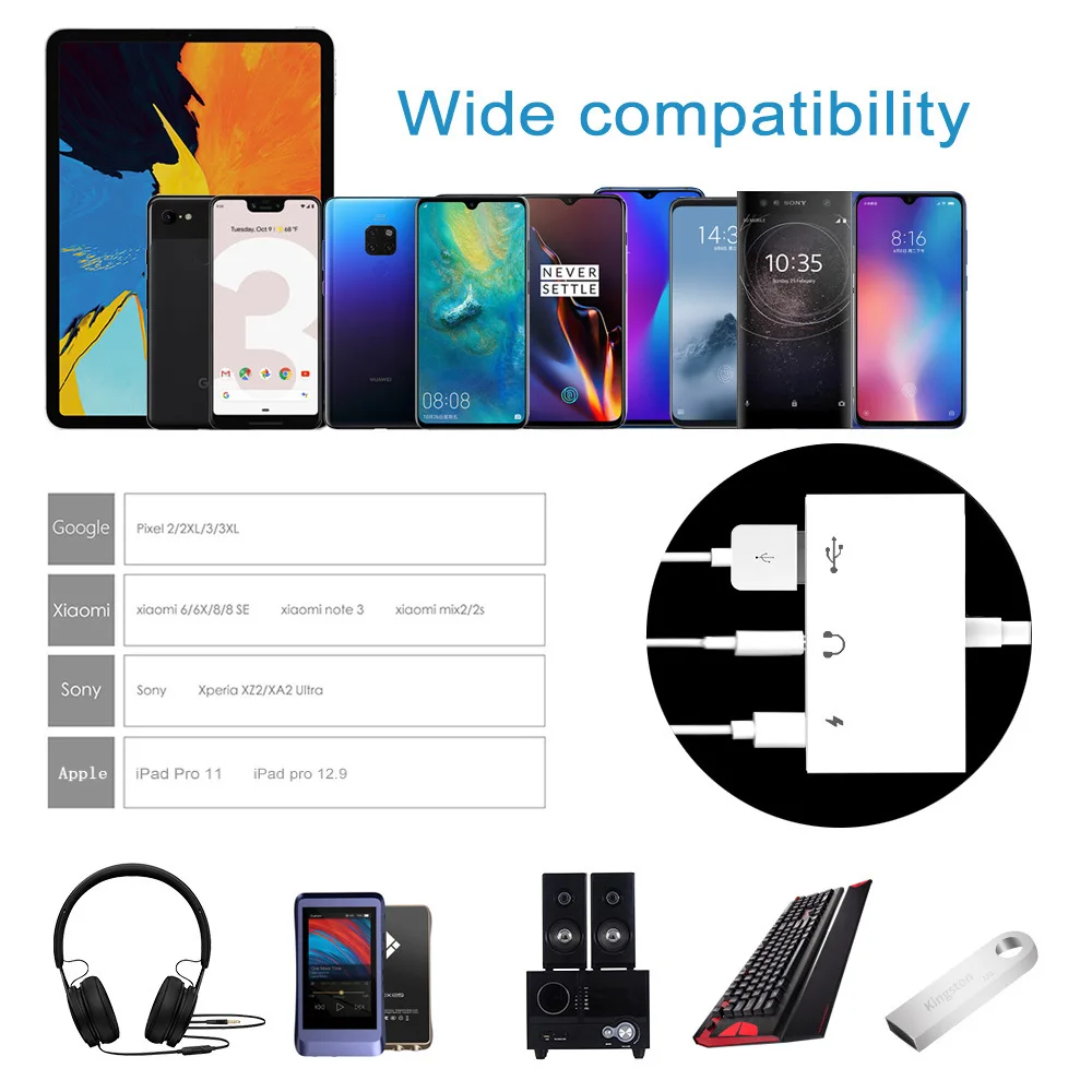 Переходник OTG Тип C USB 3 en 1 для Xiaomi Huawei HTC Google Pixel2 3XL iPad Pro P 30 P20 Type-C | Мобильные