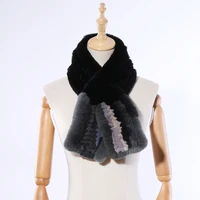 suppevsttdio 2020 new luxury womens winter fur scarf genuine rex rabbit fur scarves wraps knitted scarfs neckchief multi color