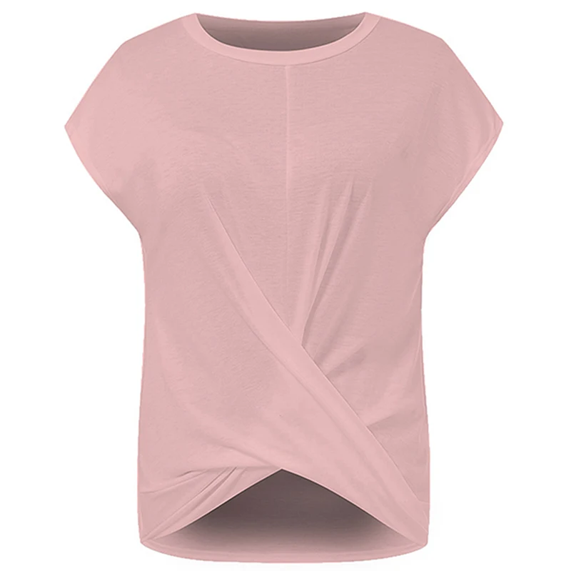 

Irregular Women's T-Shirt Top Twisted Plus Size O-Neck Black T-Shirts Women 2020 Summer Short Sleeve Solid T Shirts Tops Ladies