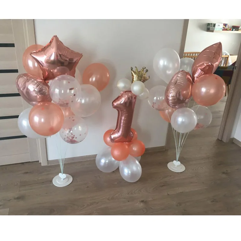 15 шт. розовое золото Фольга номер 1 2 3 4 5 6 7 8 воздушных шаров Корона 1st с днем