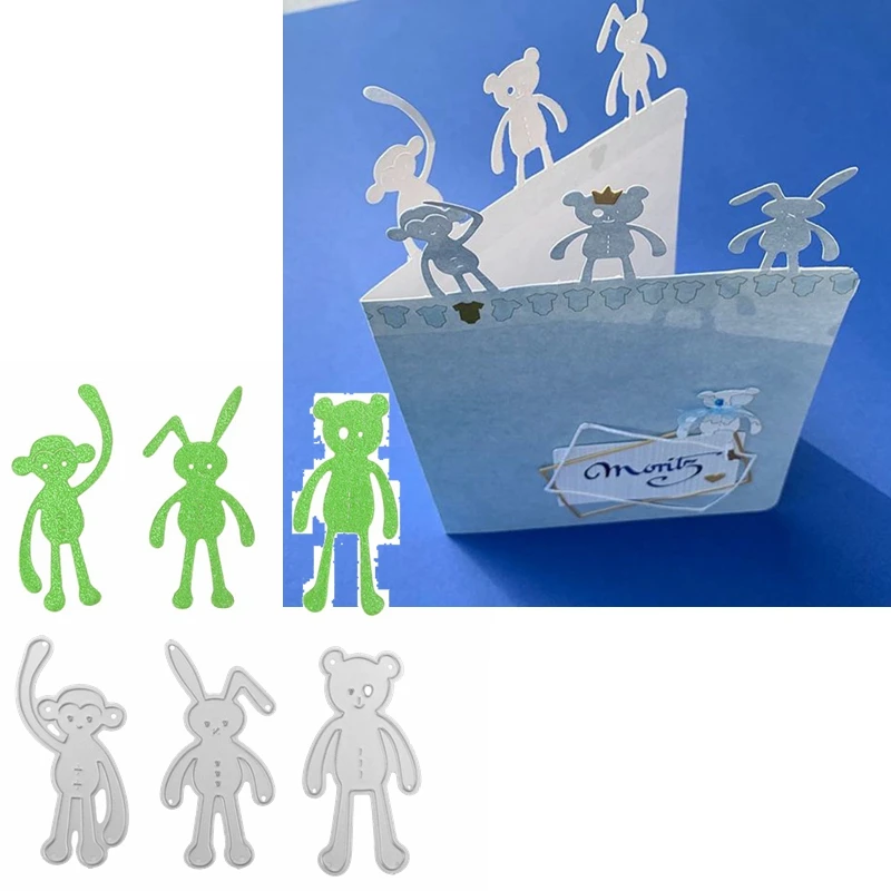 

Tiny Bear Rabbit Monkey Decoration Die Cuts For Card Making Animals Metal Cutting Dies Scrapbooking 2020