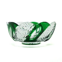 luxury hand carved green crystal glass plate for fruits dessert bread