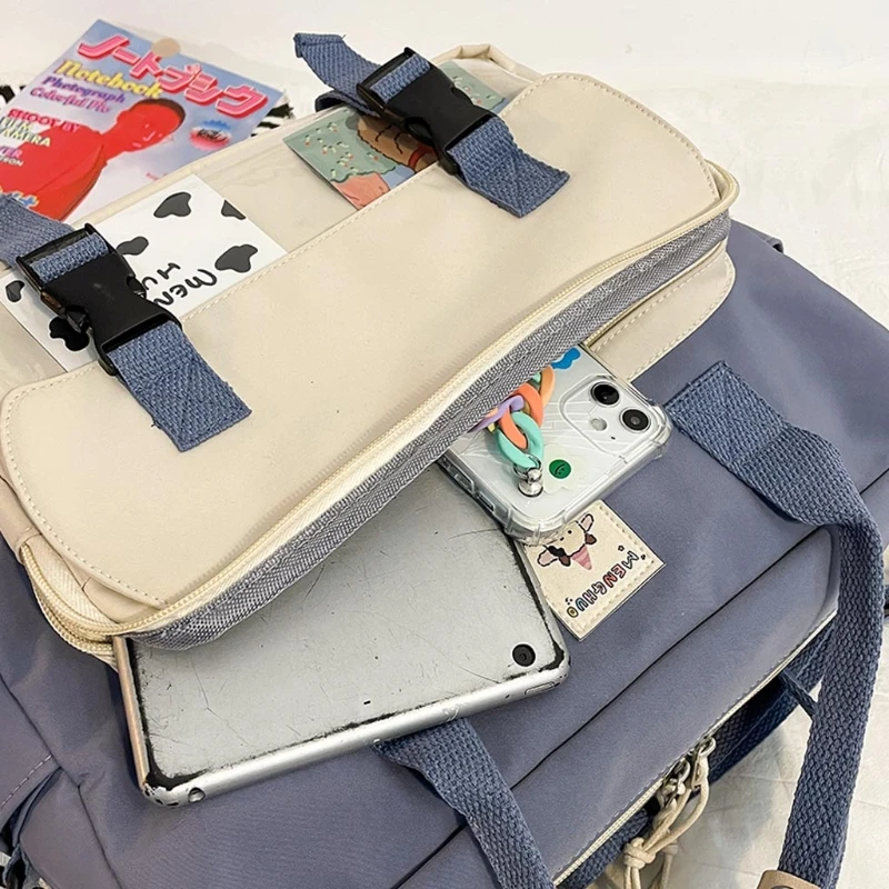 

Lovely Multifunctional Backpack Teenage Girl Ring Buckle Shoulder Bag Portable Travel Bags Female Schoolbag Women Daypack D0LF