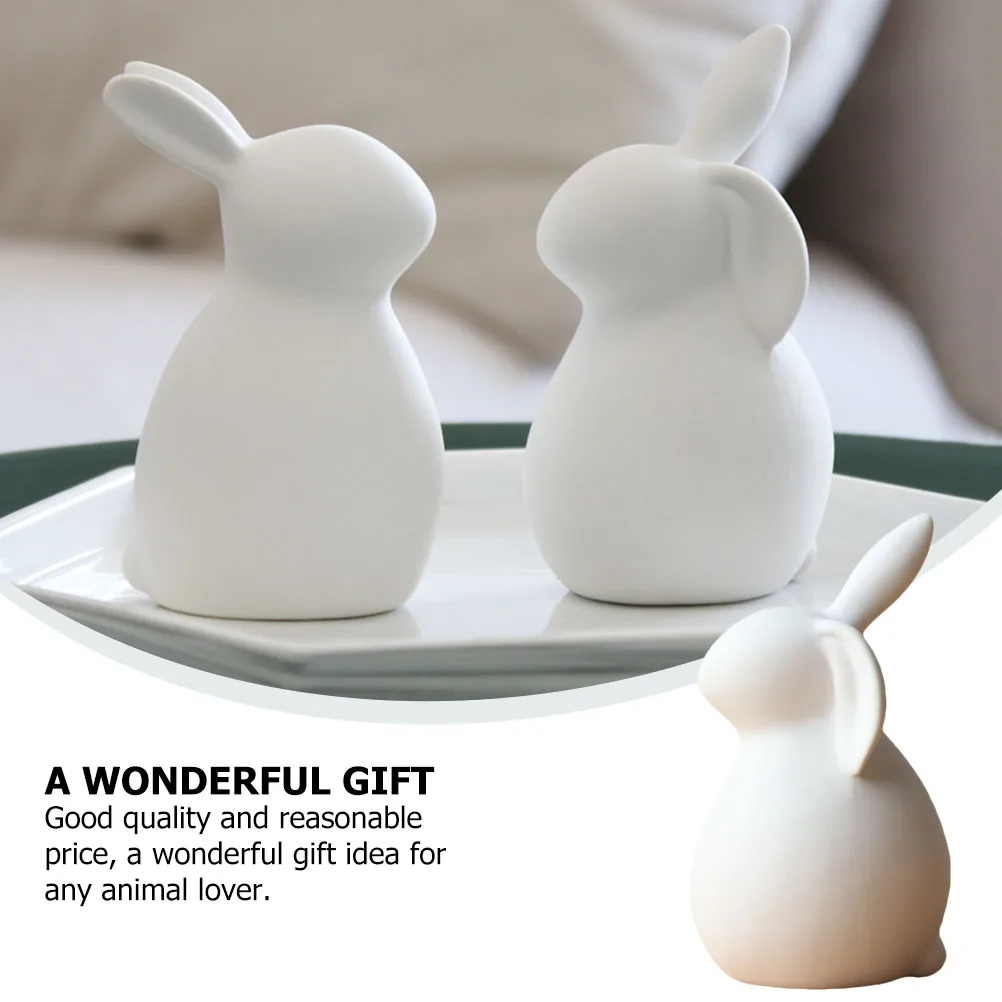 

1pc Rabbit Ornament Ceramic Craft Home Layout Decor Desktop Decor (White)