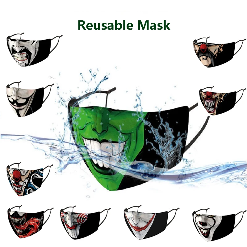 Маска из ледяного шелка для взрослых клоун демон лицо страшный кровавый рот