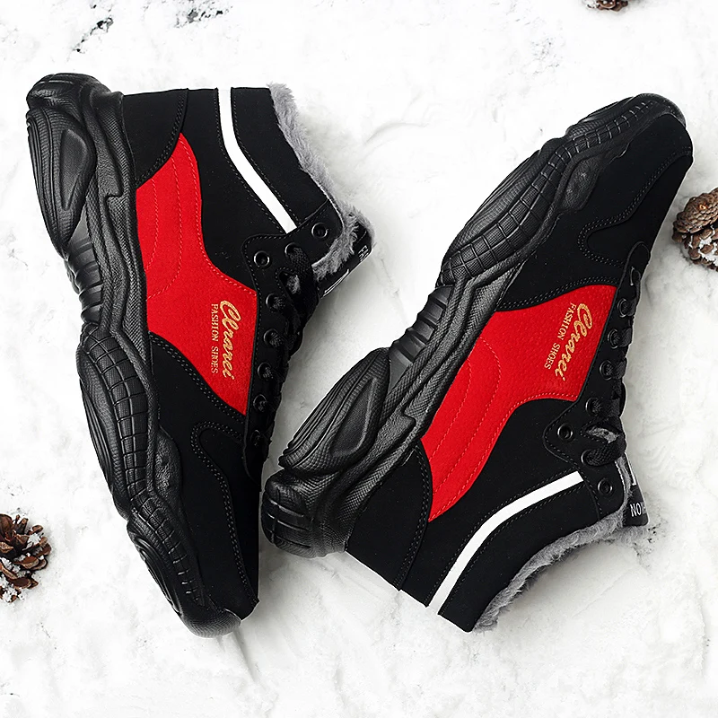 Мужская обувь повседневные теплые зимние кроссовки с плюшевой подкладкой