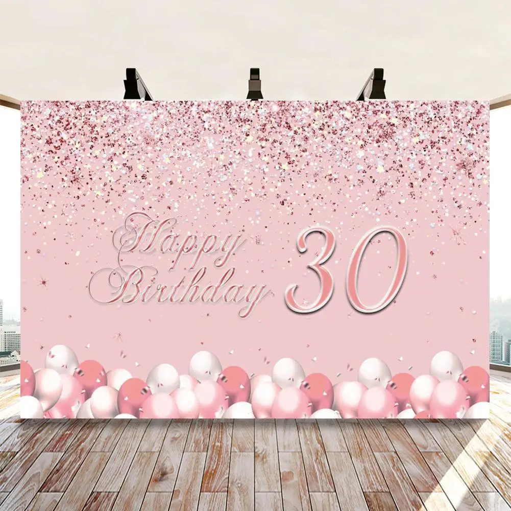 

Sweet 15 16 Birthday Photography Backdrops Rose Pink Balloons Girl Backdrop Sixteen Birthday Banner Backgrounds For Photo Studio