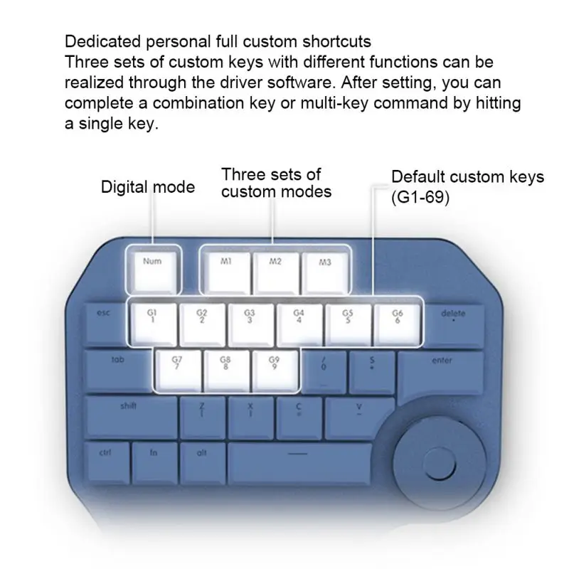 T11 One-Handed Keyboard Designer\'s Shortcut Key Voice Tool Smart Edition (Silver Grey)