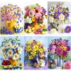 Алмазная 5D Вышивка сделай сам, картина с квадратными и круглыми стразами, свежие цветы, пейзаж, вышивка крестиком, домашний декор, ручной подарок