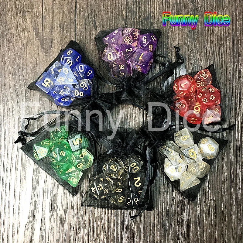 Многогранная Туманность 7 шт./компл. для D & d игра и сумка rpg в кости набор