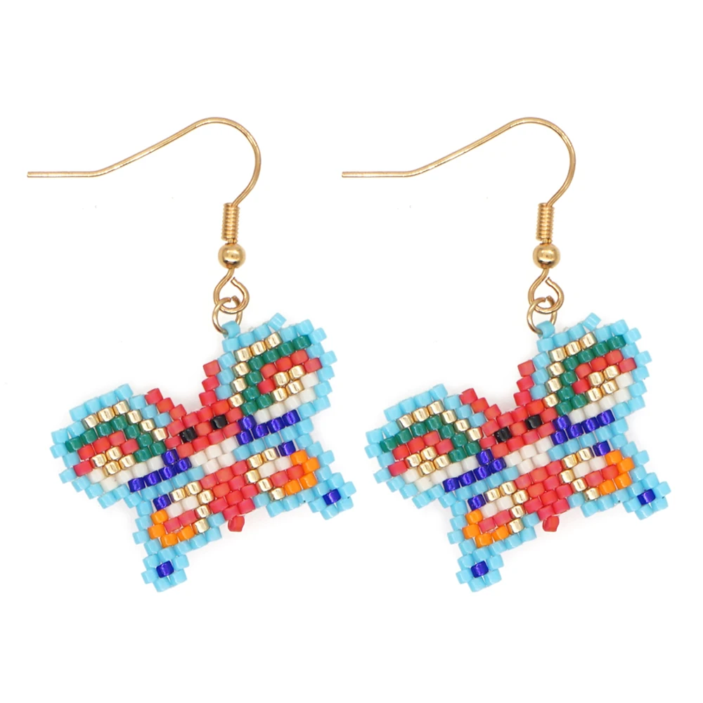 

Серьги-бабочки женские Go2Boho, плетеные, ручной работы, с бусинами