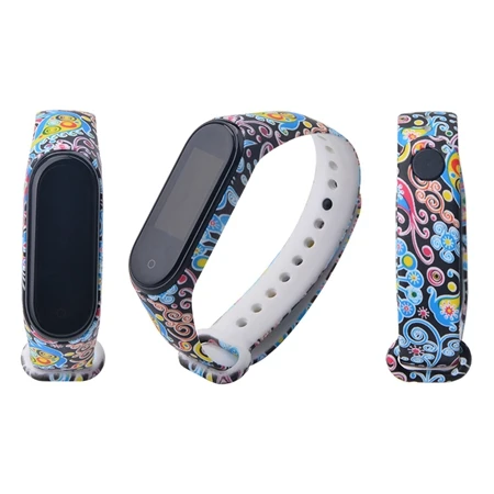 Mi band 3 4 ремешок Камуфляжный силиконовый универсальный ремешок для Xiaomi mi Band 4 3 band 4 Band 3 браслет с мультяшным принтом из ТПУ - Цвет: Peacock screen