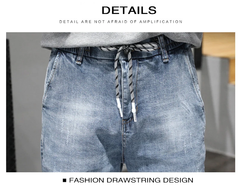 

Jeans Men's Elastic Waist Autumn and Winter New Fashion Brand Harlem Pants Loose Overalls Trendy