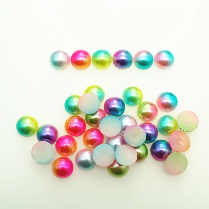 3-10 мм имитация жемчуга бусины полукруглые плоские сзади смешанные цветные