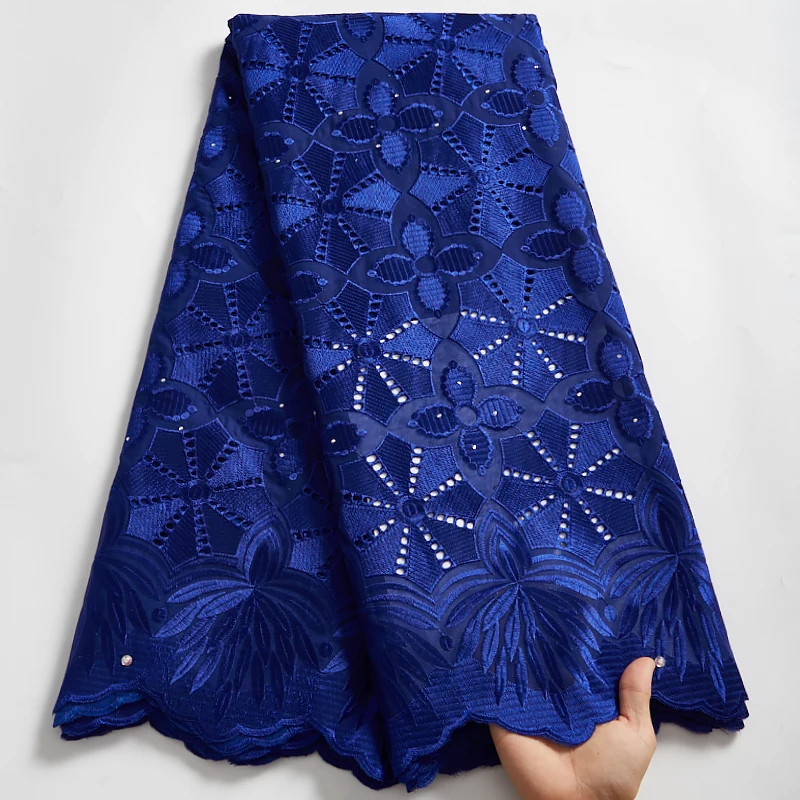 

Royal Blue Swiss Voile Lace In Switzerland 2021 African Lace Fabric Embroidery African Cotton Dry Lace Fabric For Dress Y2549