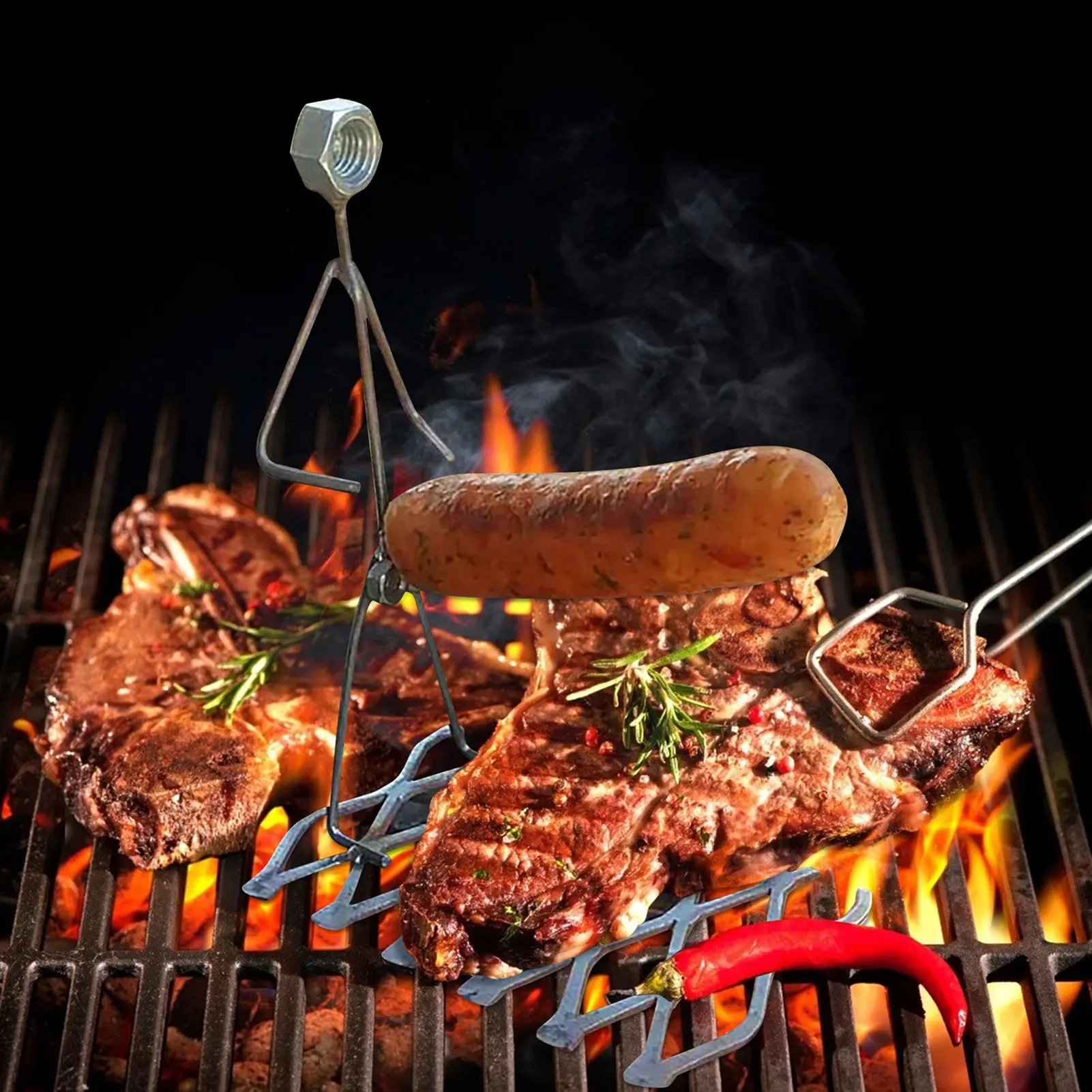 

Barbecue Hot Dog high-quality Metal Alloy Grill Barbecue Cookware Rack practical tool for outdoor camping courtyard barbecue