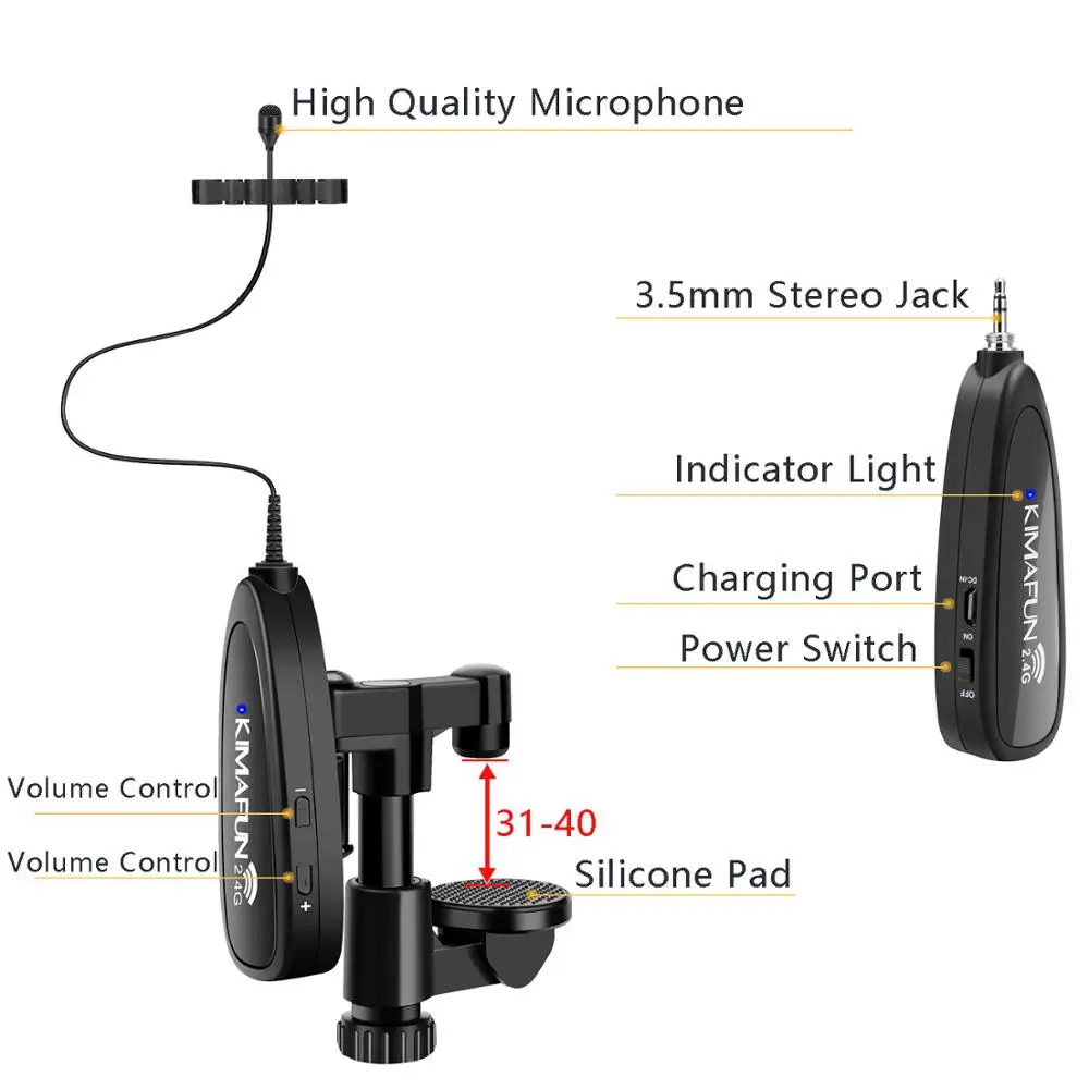KIMAFUN беспроводной микрофон для скрипки 2 4 ГГц музыкальный инструмент система
