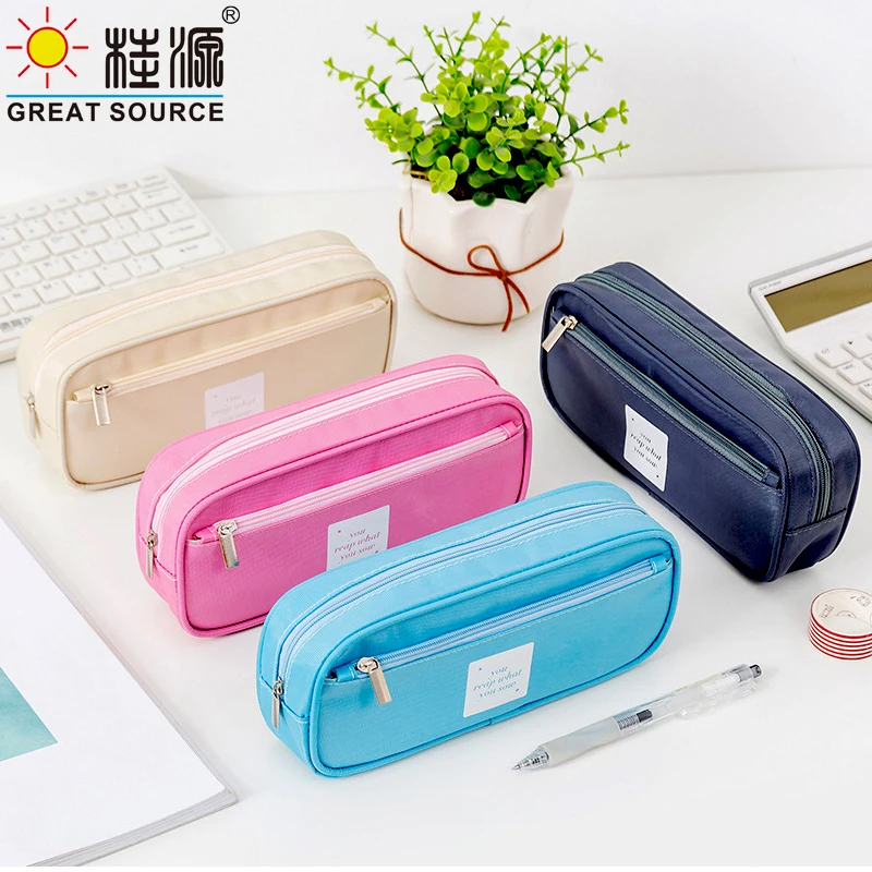 

School Pencilcase Big Stationery Organizer Bag Pencil Bag Oxford Fabric Big Space Ziplock Closer(1PC)