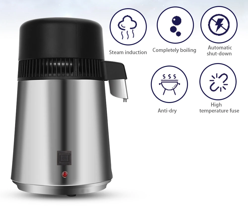 Домашний дистиллятор для воды 4L машина дистилляции очиститель фильтр из