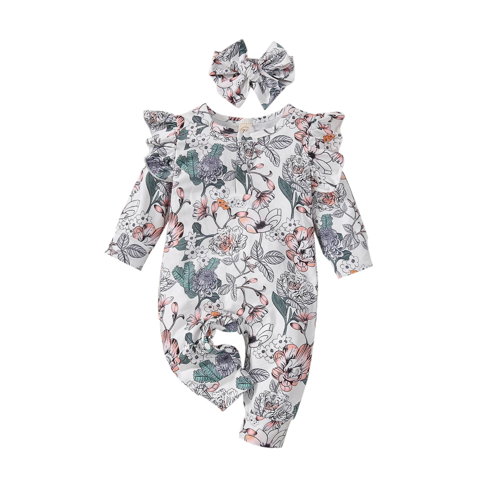 Модный повседневный комбинезон для маленьких девочек с длинным рукавом Длинный