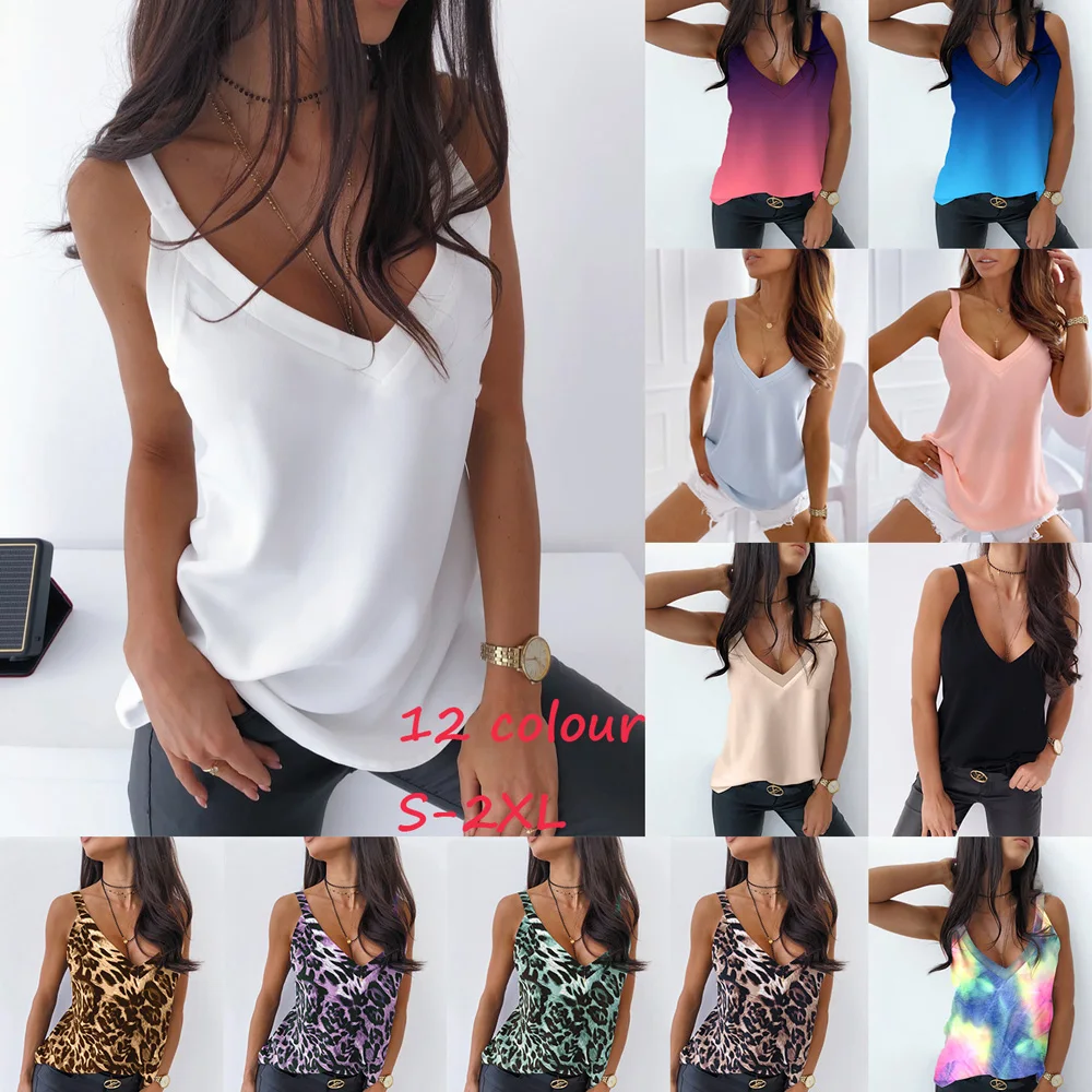 Топ женский с леопардовым принтом пикантный Свободный на бретелях спагетти