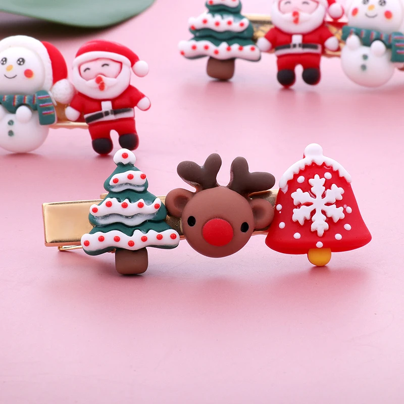 

Милый Рождественский металлический зажим для волос конфеты Санта-Клаус Снеговик Лось заколка для волос детский головной убор для девочек З...