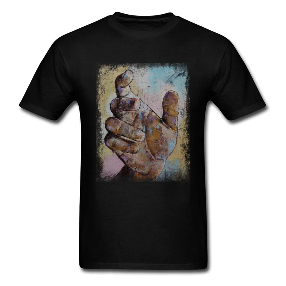 

ZOMBIE HAND 2018 Art Design Men T-shirt Canvas Oil Painting Printed Male Short Sleeve Tee Black Tops