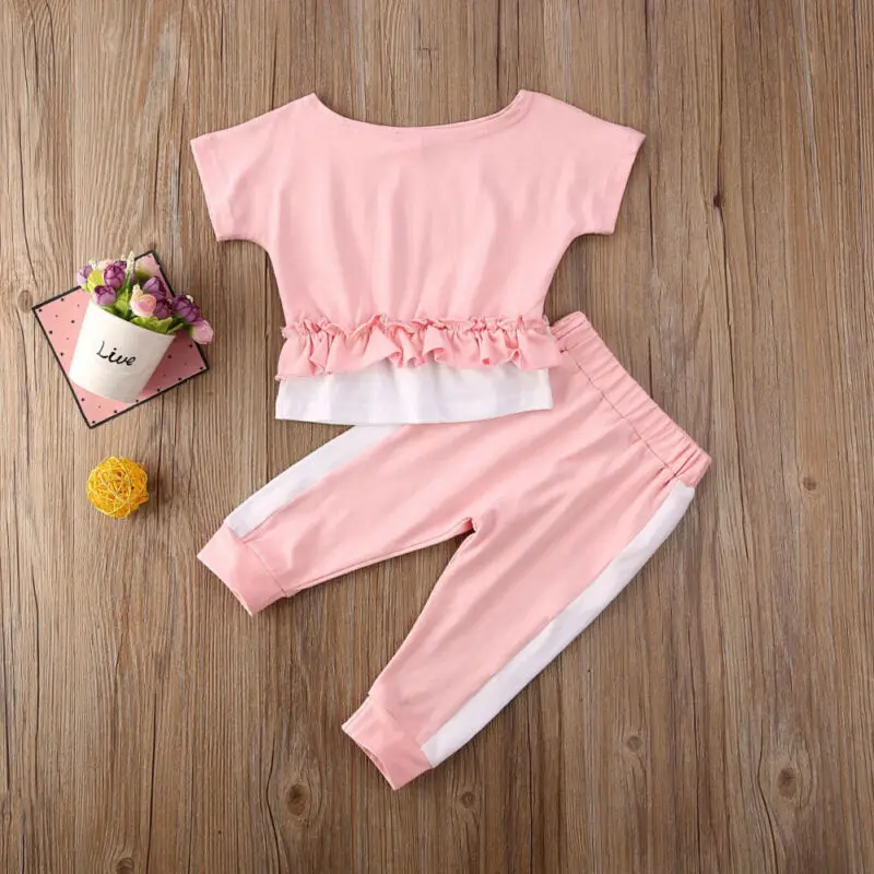 Комплект детской одежды 2020 года летние костюмы для малышей одежда девочек топ с короткими рукавами и