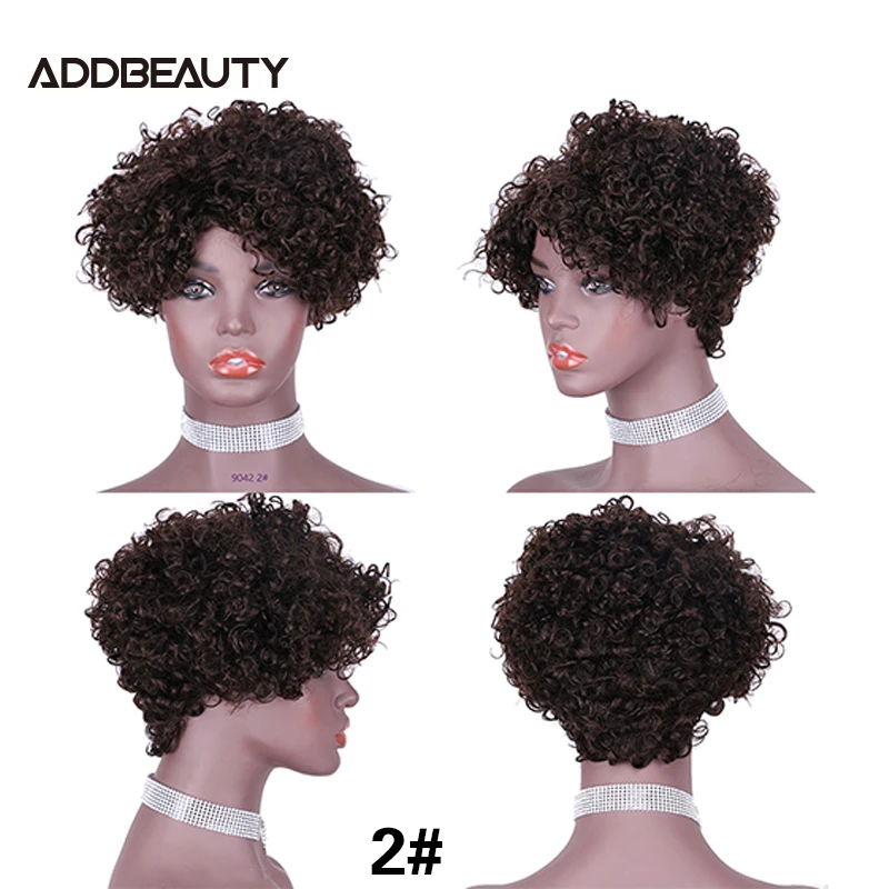 Addbeauty Full Lace Human Hair Wigs Water Wave Colored Short Bob Wig For Black Woman Machine Made Remy 6&quot | Шиньоны и парики
