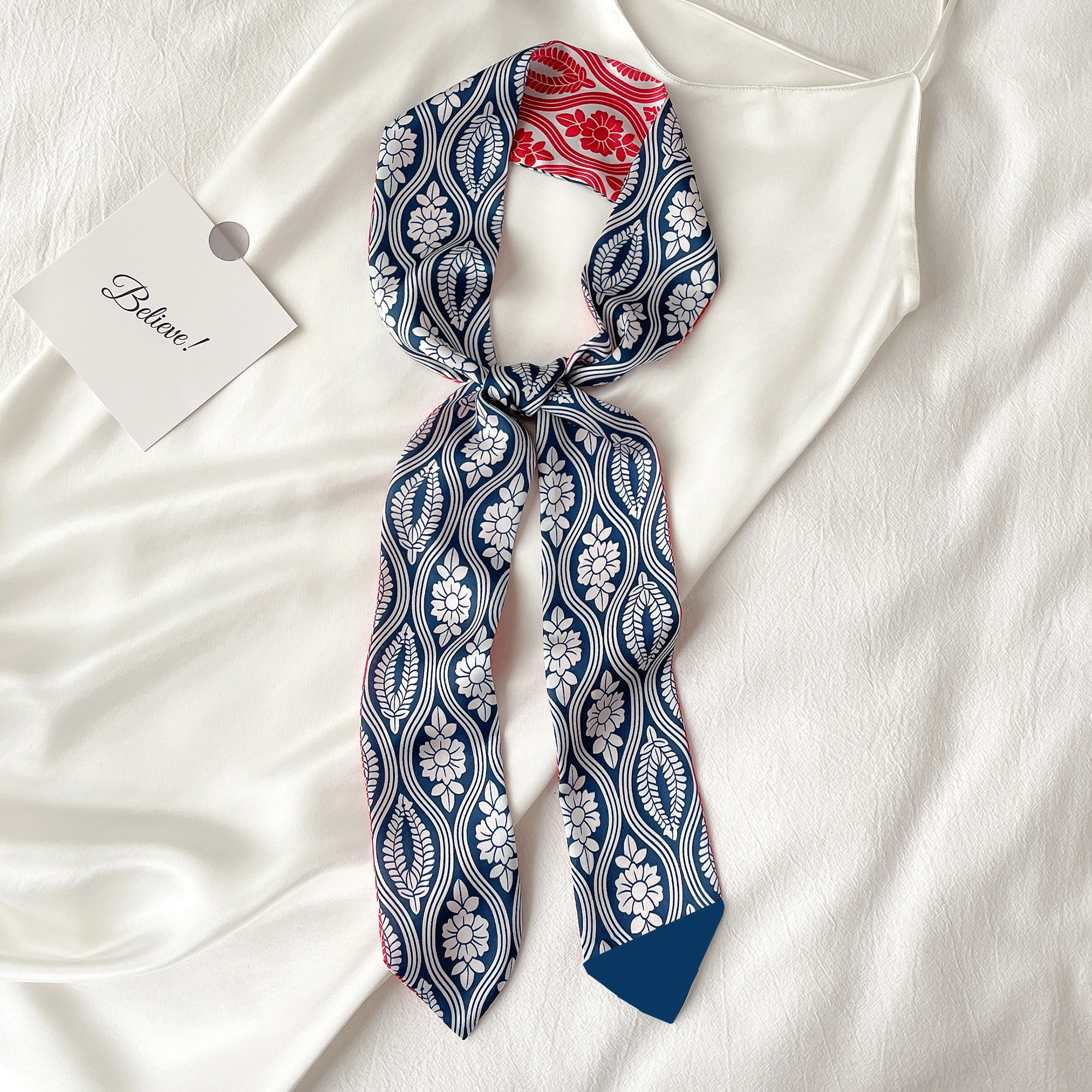 Luna&ampDolphin Women Original Niche Fruit Design Long Scarf 100x6cm Skinny Headband Bag Ribbon Orange Peach Letter Choker Streamer |