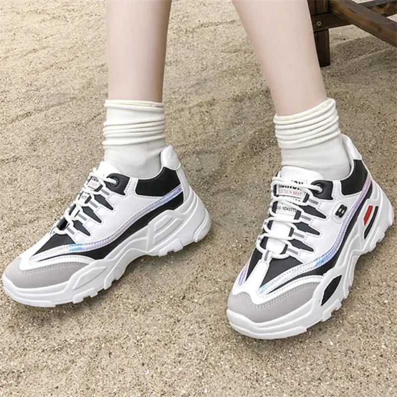 

Women Shoes 2021 Chunky Sneakers Vulcanize Shoes Fashion New Female Platform Thick Sole Running Casual Shoes Woman Large Size