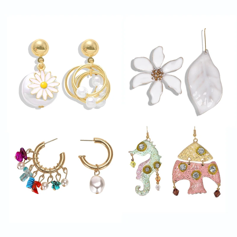 Модные висячие серьги с искусственным жемчугом для женщин 2019 Асимметричный