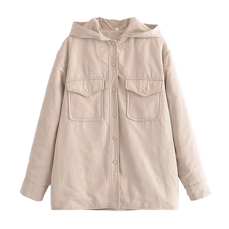 

Женская теплая куртка на пуговицах Za, свободная парка с капюшоном и длинным рукавом, модная верхняя одежда оверсайз, зима 2021